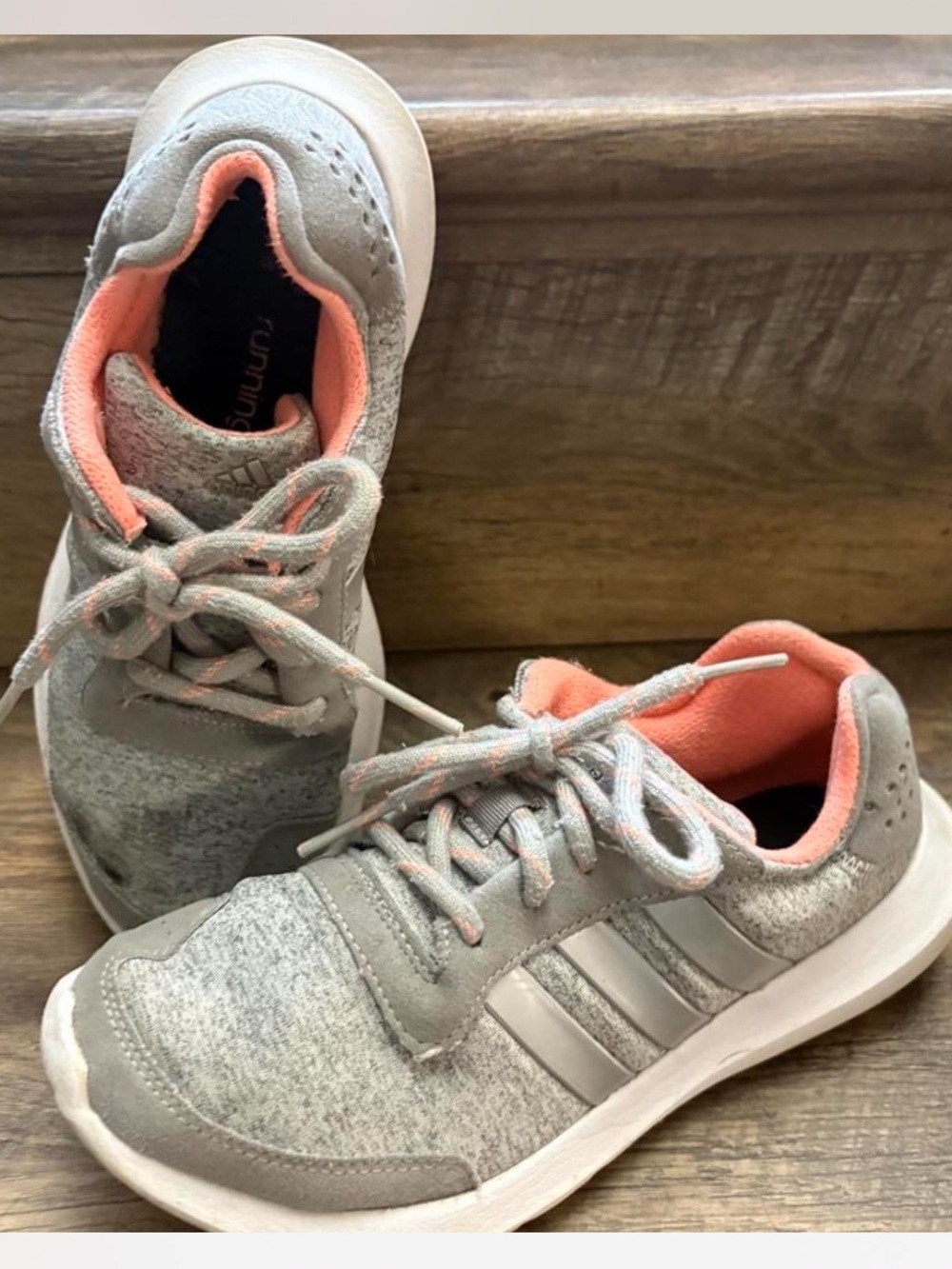 adidas Light Gray Sneakers with Coral-Peach Lining